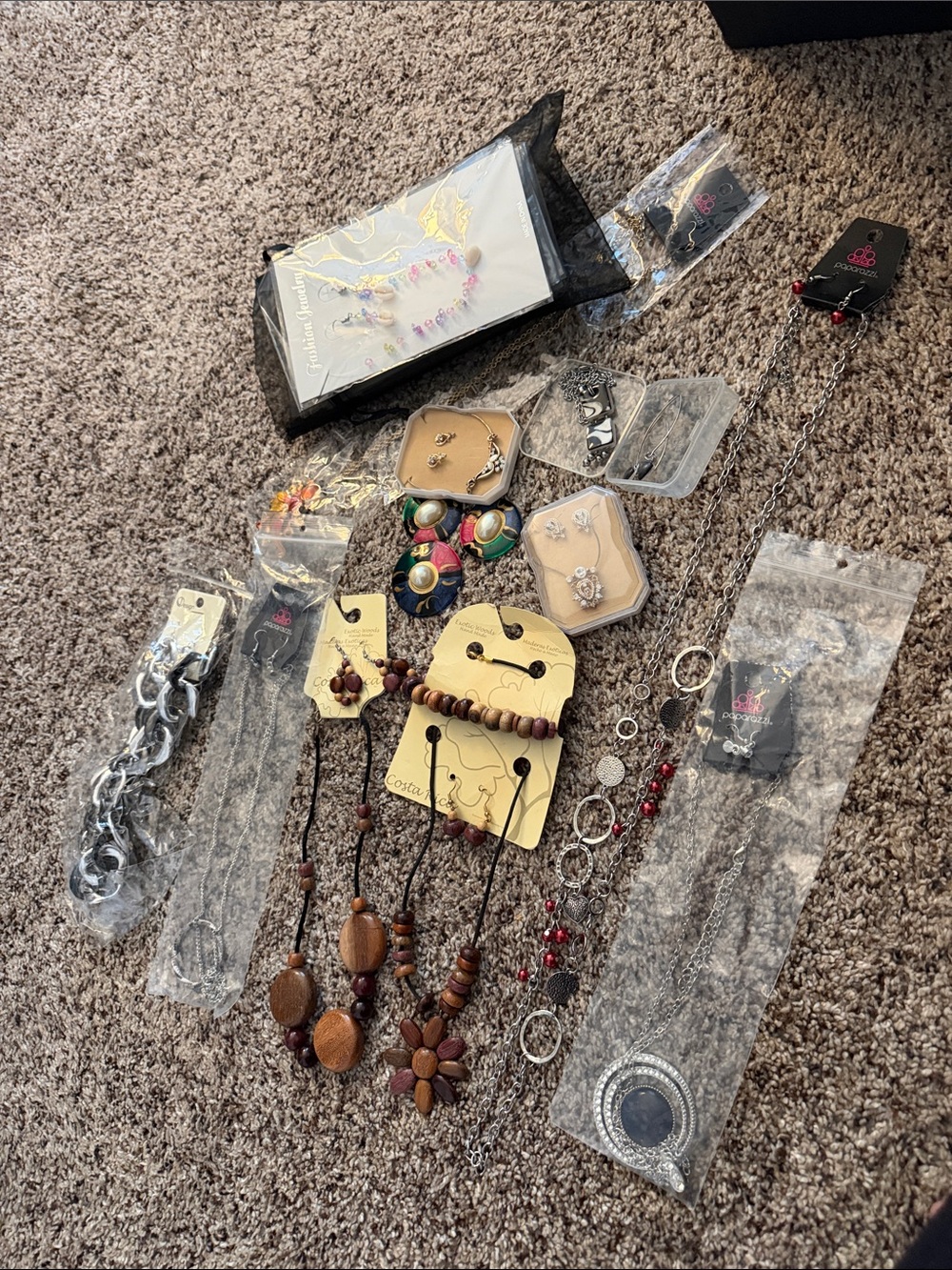 Bundle of 17 Necklace Sets & 1 Brooch w/ Earrings Set